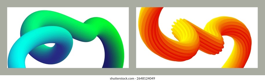 Resumo volumétrico. Cords. conjunto de duas ilustrações. Pasta de dente em um tubo. Minimalismo. Fundo moderno criativo. Projeto da tampa, papel de parede, fundo. eps vetor.
