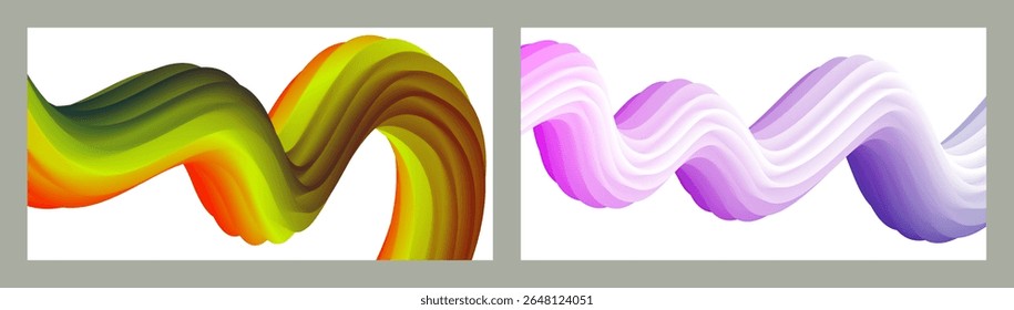 Resumo volumétrico. Cords. conjunto de duas ilustrações. Pasta de dente em um tubo. Minimalismo. Fundo moderno criativo. Projeto da tampa, papel de parede, fundo. eps vetor.