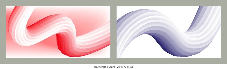 Resumo volumétrico. Cords. conjunto de duas ilustrações. Pasta de dente em um tubo. Minimalismo. Fundo moderno criativo. Projeto da tampa, papel de parede, fundo. eps vetor.