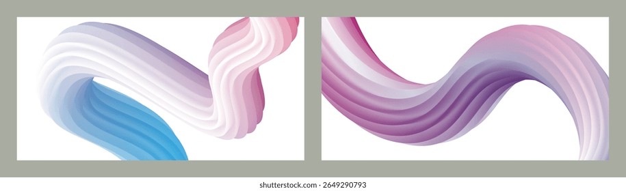 Resumo volumétrico. Cords. conjunto de duas ilustrações. Pasta de dente em um tubo. Minimalismo. Fundo moderno criativo. Projeto da tampa, papel de parede, fundo. eps vetor.
