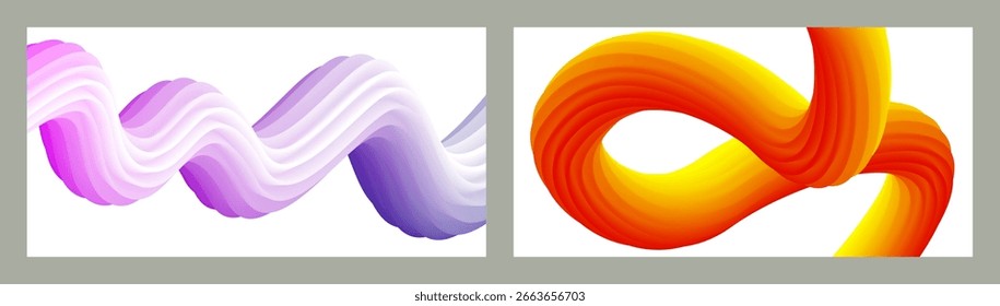 Abstract volumetric background. Cords. set of two illustrations. Toothpaste in a tube. Minimalism. Creative modern background. Cover design, wallpaper, background. eps vector.