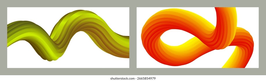 Abstract volumetric background. Cords. set of two illustrations. Toothpaste in a tube. Minimalism. Creative modern background. Cover design, wallpaper, background. eps vector.