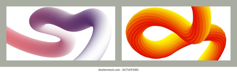 Fondo volumétrico Abstractas. Cordones. conjunto de dos ilustraciones. Pasta dental en un tubo. Minimalismo. Fondo moderno creativo. Diseño de la cubierta, Fondo de pantalla, fondo