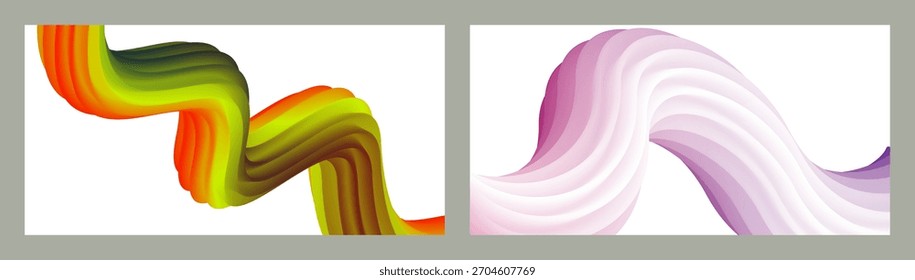 Fondo volumétrico Abstractas. Cordones. conjunto de dos ilustraciones. Pasta dental en un tubo. Minimalismo. Fondo moderno creativo. Diseño de la cubierta, Fondo de pantalla, fondo. eps Vector.