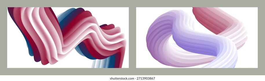 Fondo volumétrico Abstractas. Cordones. conjunto de dos ilustraciones. Pasta dental en un tubo. Minimalismo. Fondo moderno creativo. Diseño de la cubierta, Fondo de pantalla, fondo. eps Vector.