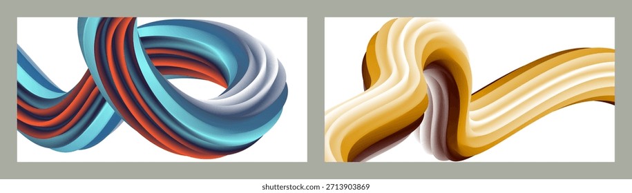 Abstract volumetric background. Cords. set of two illustrations. Toothpaste in a tube. Minimalism. Creative modern background. Cover design, wallpaper, background. eps vector.