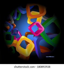 abstract   volumetric colored cubes on a black background