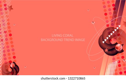 Abstract volumetric elements on coral color background banner pattern trendy style futuristic image pearls new