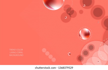 Abstract volumetric elements on coral color background banner pattern trendy style futuristic art new
