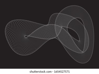 Abstract volumetric figure with a mesh surface. Vector illustration
