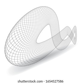 Abstract volumetric figure with a mesh surface. Vector illustration