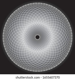 Abstract volumetric figure, sphere with a mesh surface. Vector illustration