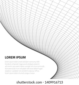 Abstract volumetric figures. Forms from wire cages and lines. Design on the themes of modern technology and the development of the virtual space.