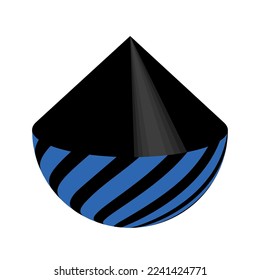 Forma abstracta volumétrica rayada. Elemento de diseño de vectores. 