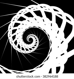 Abstract volute, spiral background. Rotating, concentric shapes.