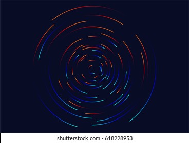 Abstract vortex, circular swirl lines. Star trails around in the night sky. 
Luminous helix