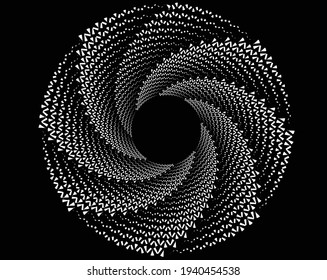 Abstrakt. Wirbel-Form. Spiralform, Textur mit gewölbten, zweiwertigen Linien. Optische Kunsthintergrund. Wave Design schwarz-weiß. Design-Element für Drucke, Web, Vorlage, Logo, Tattoo