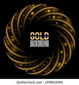 Abstract vortex gold glitter background for the card, invitation, brochure, banner, web design.