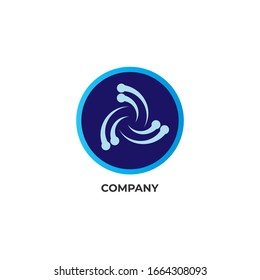 Abstract vortex illustration with navy ellipse shape. Hurricane icon. Logo design template. Tornado logo concept isolated on white background