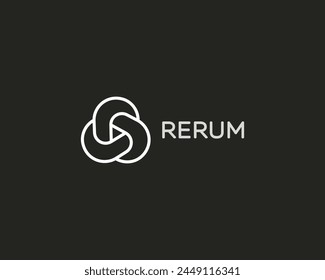 Abstract vortex line logo. Creative play black and white sign. Vector illustration.