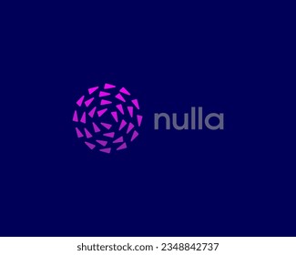 Abstract vortex logo from gradient elements. Sphere icon. Universal swirl rotation logotype. Vector illustration.