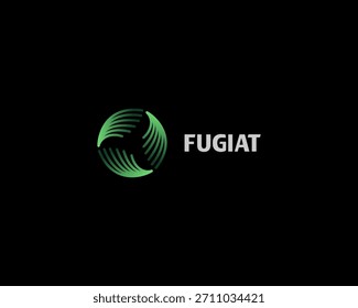 Abstract vortex logo from outline shapes. Swirl rotation leaves sign. Creative tech science vector symbol