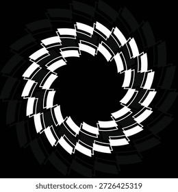 vórtice abstrato com padrão de retângulo rotativo, ilusão espiral geométrica