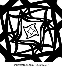 Abstract vortex, swirly, spirally graphic. Monochrome vector image.