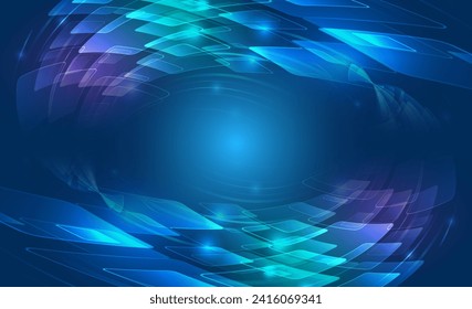 Abstract vortex, tunnel, futuristic concept. Data transfer and protection, internet communication on a blue background. High computer technology design. Modern science vector presentation.
