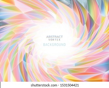 Abstract vortex twist low poly holographic background in rainbow color tone with blank space for text copy
