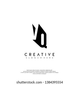 abstract VQ logo letter in shadow shape design concept