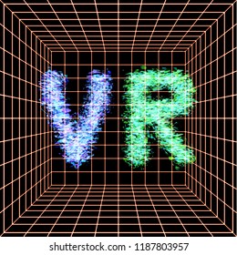 Abstract vr world with neon lines. virtual reality. Vector illustration