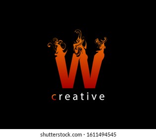 Abstract W Letter Flame Logo Icon