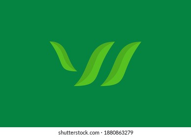 Resumen de la letra W y la plantilla de logotipo hoja vectorial