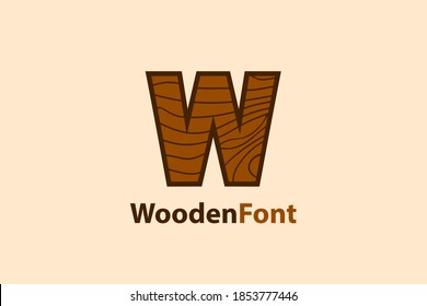 Abstract W letter logo with wood grain texture design concept. modern and creative logo design.