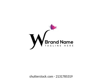 Abstract W letter modern initial butterfly lettermarks logo design