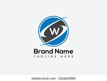 Abstract W letter modern initial logo design