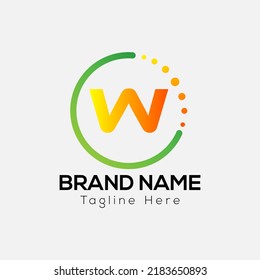 Abstrakter W-Brief modernes Logo Design mit Luftbläschen Symbol.