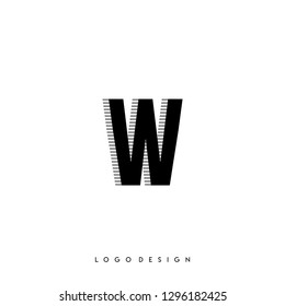 abstract W logo letter with modern stripe shadow design concept