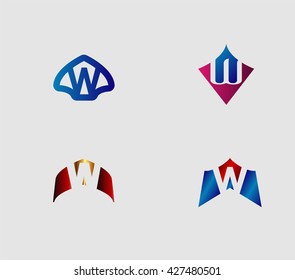 abstract W logo template
