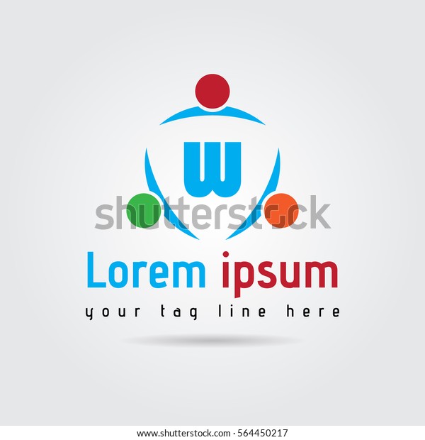 Abstract W Logo Three People Together Stock Vector (Royalty Free ...