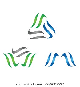 abstract w m letter group logo collection