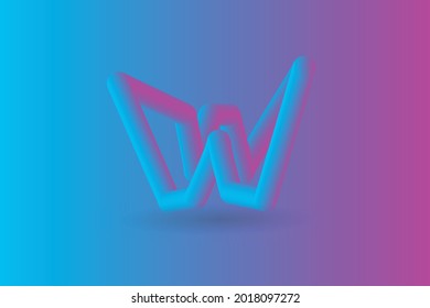 Resumen de W en tonos azul y rosa