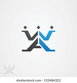 Abstract W and A Shaped Logo Symbol