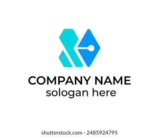 Abstract W technology creative logo design template