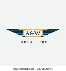 Abstract A and W wing concept Logo Template Design Vector