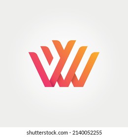 Resumen del logotipo W y Y con el concepto de corona real