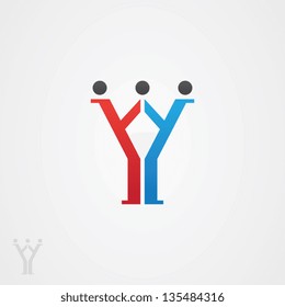 Abstract W and Y Shaped Logo Symbol