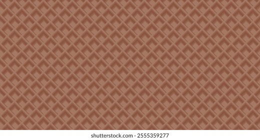 Abstract wafer 3D seamless pattern mocha mousse tone illustration. Ice cream cone texture rectangle background. Waffle graphic pattern.