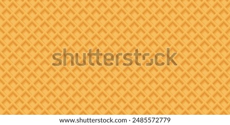 Abstract wafer 3D seamless pattern yellow brown colors illustration. Ice cream cone texture rectangle background. Waffle graphic pattern.